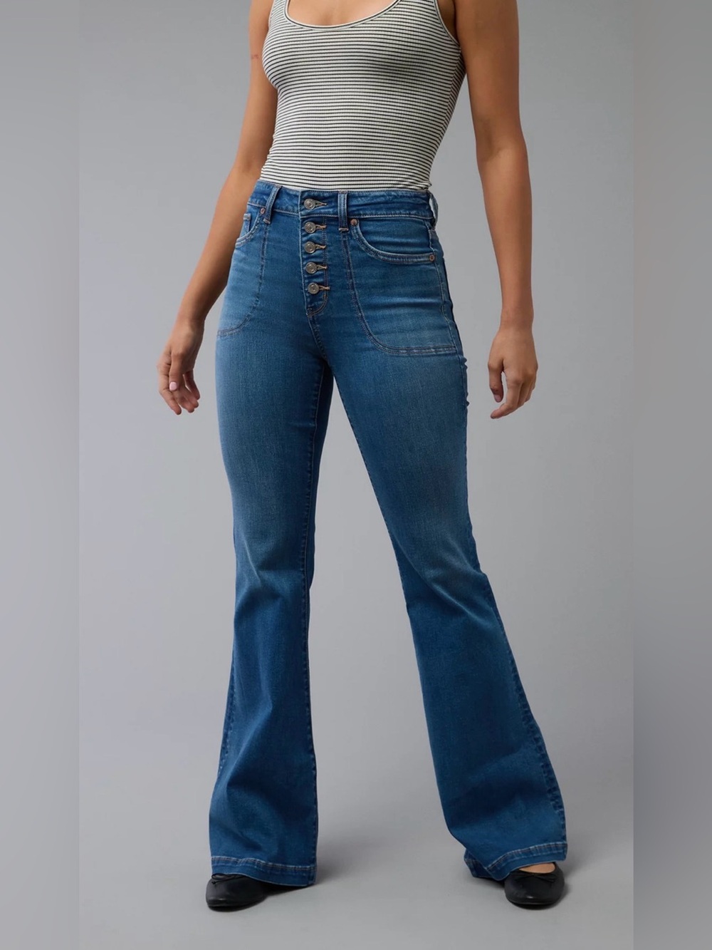 American Eagle High-Rise Button-Fly Flare Jeans — NWT